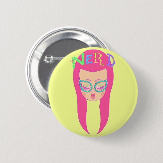 Nerdy Mädchen Button (Vorne & Hinten)