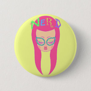Nerdy Mädchen Button