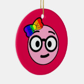 Nerdy Mädchen Emoji mit Gläsern und Keramik Ornament (Rechts)