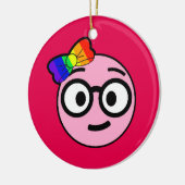 Nerdy Mädchen Emoji mit Gläsern und Keramik Ornament (Links)