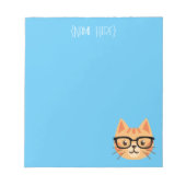 Nerdy Orange Cat Notepad - Individuelle Name Notizblock (Vorderseite)