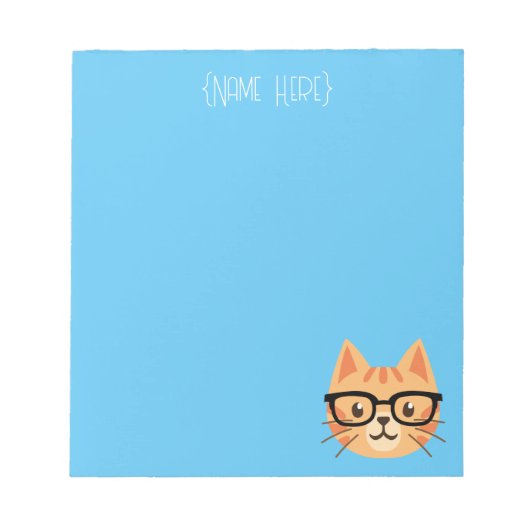 Nerdy Orange Cat Notepad - Individuelle Name Notizblock (Vorderseite)