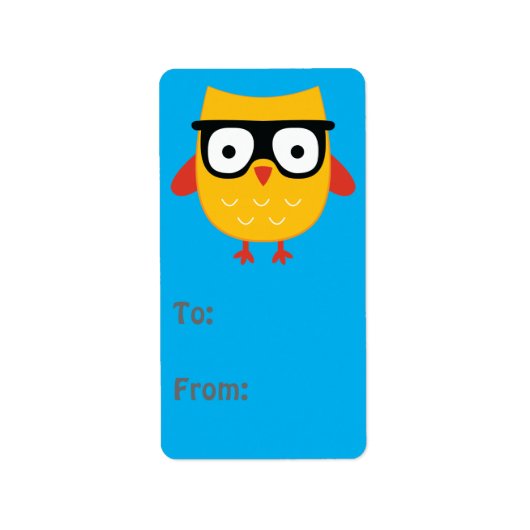 Nerdy Owl Gift tag Adressaufkleber (Vorne)