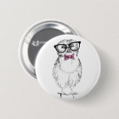 Nerdy Owlet kleine und    schlaue Tinte zeichnend Button (Vorne & Hinten)