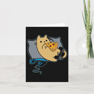 Nerdy Pizza Eating Gamer Cat Game Pausst Karte