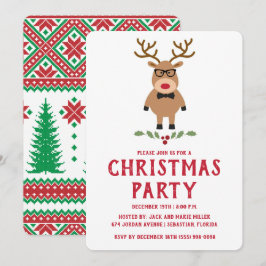 Nerdy Reindeer Christmas Party Einladung