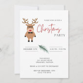Nerdy Reindeer Office Christmas Party Einladung (Vorderseite)