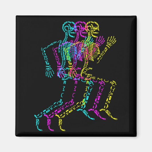 Nerdy Skeleton Bones Labeled Funny Halloween Human Magnet (Vorne)