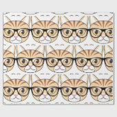 Nerdy Tabby Cat mit Brille Geschenkpapier (Flach)