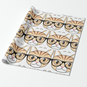 Nerdy Tabby Cat mit Brille Geschenkpapier