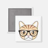 Nerdy Tabby Cat mit Brille Magnet (Vorderseite/Rückseite)