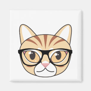 Nerdy Tabby Cat mit Brille Magnet