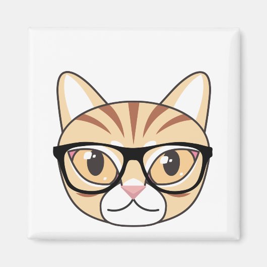 Nerdy Tabby Cat mit Brille Magnet (Vorne)