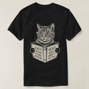Nerdy Tabby-Katze-Brille-Lesebuch-Kunst T-Shirt