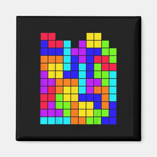 Nerdy Tetrominoes Blockpuzzle Video Game Math Tee Magnet (Vorne)