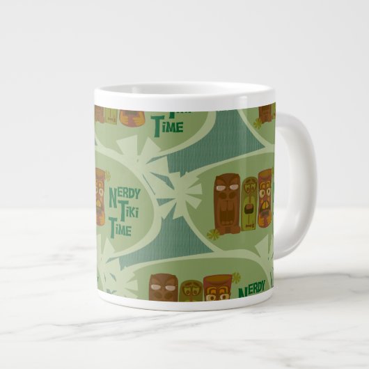 Nerdy Tiki Time Retro Design Jumbo-Tasse (Vorderseite Rechts)