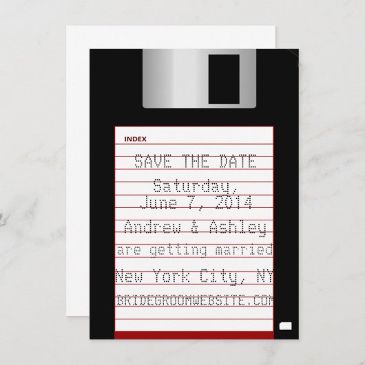 Nerdy Wedding Save the Date Diskette (Vorne/Hinten)
