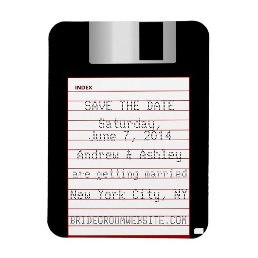 Nerdy Wedding Save the Date Diskette Magnet (Vertikal)