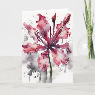 Nerine - Aquarellblumen Karte