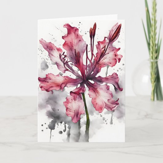 Nerine - Aquarellblumen Karte (Vorderseite)