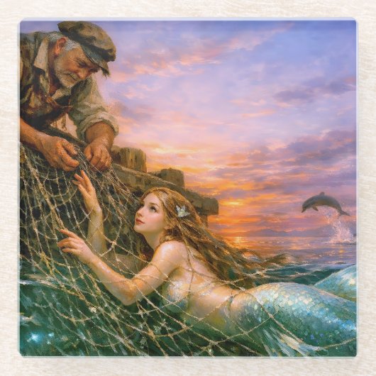 Nerithea und der moralische Fang - Fischermannot Glasuntersetzer (Vorderseite)