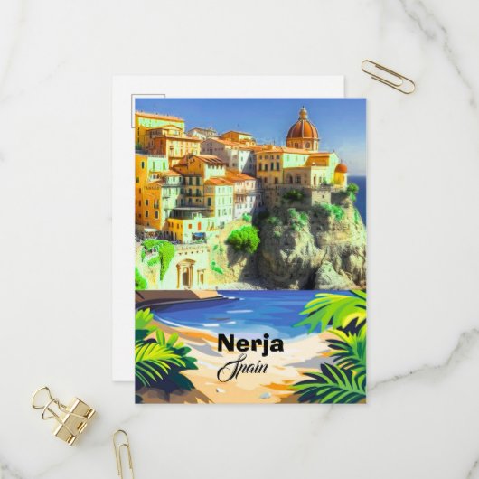 Nerja Spanien Reise Postkarten Kunst, Spanien Reis (Vorderseite/Rückseite Beispiel)