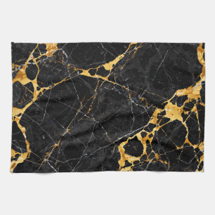 Nero Portoro Luxus Schwarz Gold Marmor Design Geschirrtuch