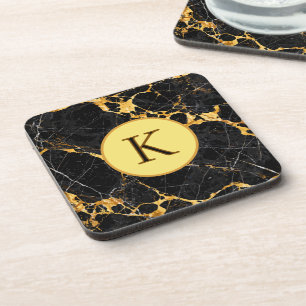 Nero Portoro Luxus Schwarz Gold Marmor Design Getränkeuntersetzer
