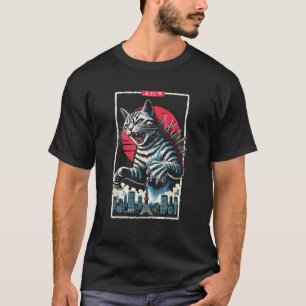 Nerrrdy Katze Kaiju Catzilla Japanische Kunst Männ T-Shirt