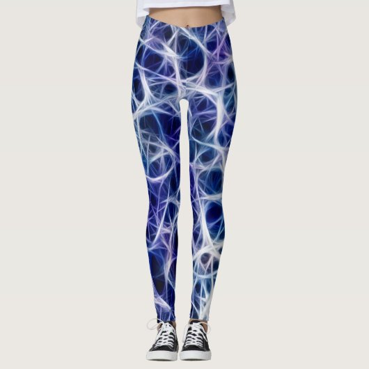 Nervenmuster auf blau leggings (Vorderseite)