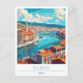 Nervion River Bilbao Spanien Vintage Travel Postkarte (Vorderseite)