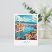 Nervion River Bilbao Spanien Vintage Travel Postkarte (Stehend Vorderseite)