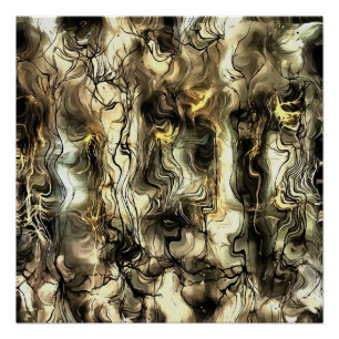 Nervische Energie Graue Abstrakte Kunst in Gelb un Poster