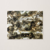 Nervische Energie Graue Abstrakte Kunst in Gelb un Puzzle (Horizontal)