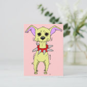 Nervöser Chihuahua-Cartoon Postkarte (Stehend Vorderseite)