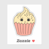 Nervöser Vanille-Cupcake Aufkleber (Blatt)