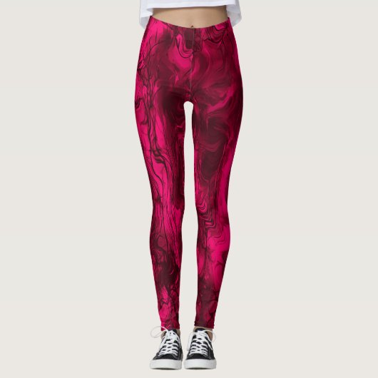 Nervous Energie Grungy Abstrakt Art Himbeere Rust. Leggings (Vorderseite)