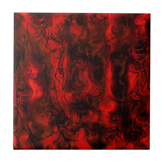 Nervous Energie grungy Abstrakte Kunst rot und sch Fliese (Vorderseite)