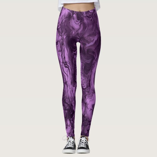 Nervous Energy Grungy Abstrakt Art Amethyst Orchid Leggings (Vorderseite)