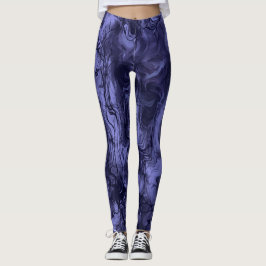 Nervous Energy Grungy Abstrakt Art Cerulean Blue Leggings