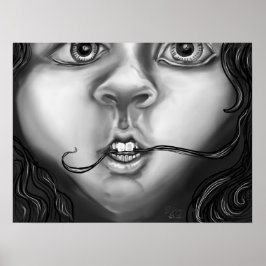 Nervous Habit Girl Moderne monochrome Kunst Poster