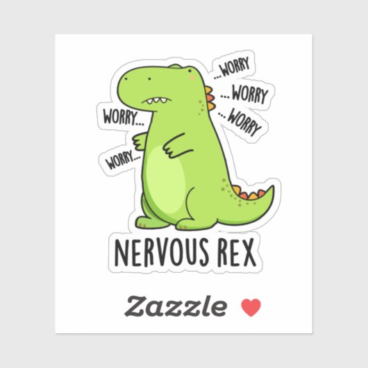 Nervous Rex Funny Dinosaur TRex Pun Aufkleber (Blatt)