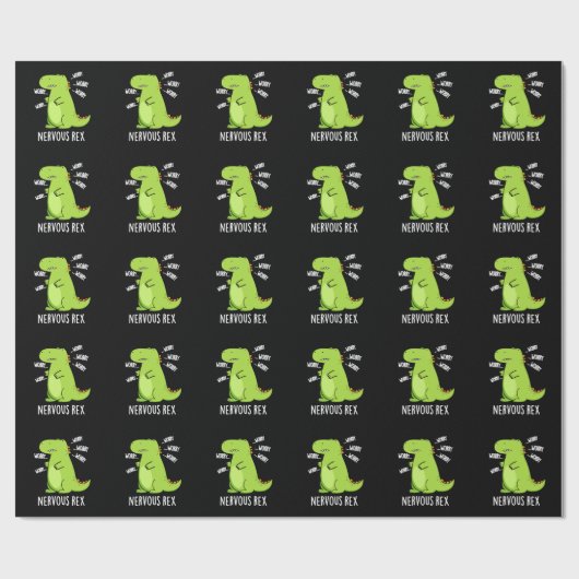Nervous Rex Funny Dinosaur TRex Pun Dark BG Geschenkpapier (Flach)