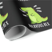 Nervous Rex Funny Dinosaur TRex Pun Dark BG Geschenkpapier (Rolleneckpunkt)