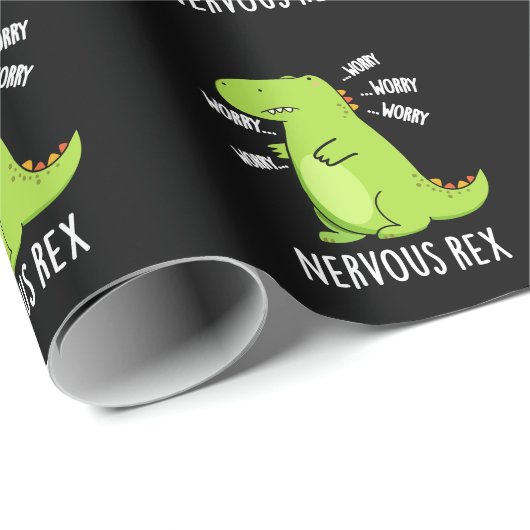Nervous Rex Funny Dinosaur TRex Pun Dark BG Geschenkpapier (Rolleneckpunkt)