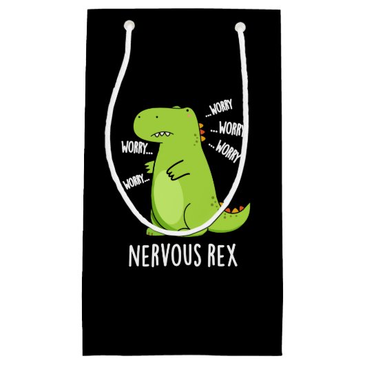Nervous Rex Funny Dinosaur TRex Pun Dark BG Kleine Geschenktüte (Vorderseite)