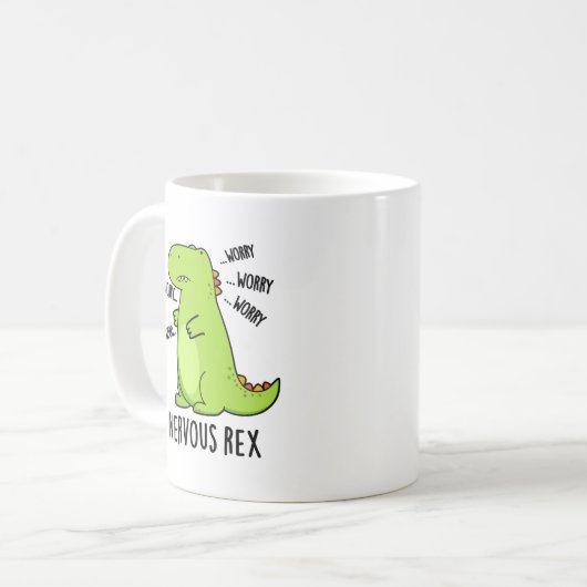 Nervous Rex Funny Dinosaur TRex Pun Kaffeetasse (Vorderseite Links)