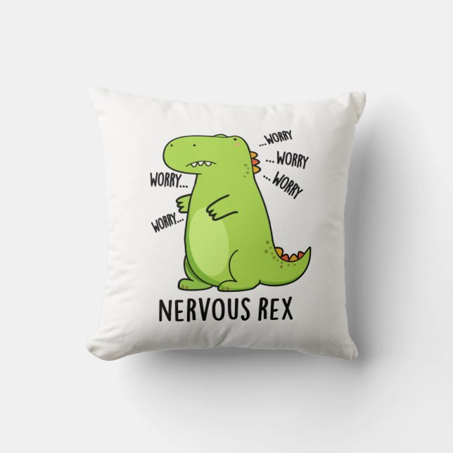 Nervous Rex Funny Dinosaur TRex Pun Kissen (Vorderseite)