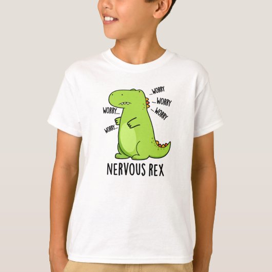 Nervous Rex Funny Dinosaur TRex Pun T-Shirt (Vorderseite)