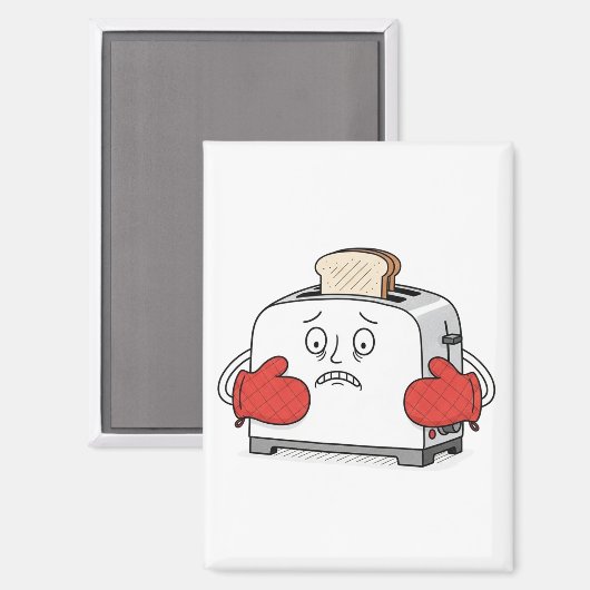 Nervous Toaster Magnet | Funny Bread Kitchen Pub (Vorderseite/Rückseite)